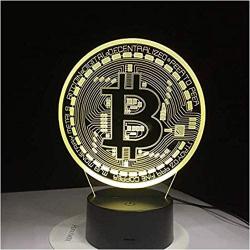 LED Creative 3D Bitcoin Night Light USB Table Desk Optical Illusion Lamps 16 Colors LED Home Love Children Kids Brithday Decor Toy Gift