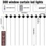 Funpeny Window Curtain String Light, 300 LED 8 Lighting Modes Fairy Lights Remote Control USB Powered, Waterproof Lights for Christmas Bedroom Party Wedding Home Garden Wall Decorations, Purple