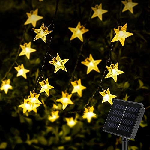 Solar Star String Lights 40Ft 100LED , KeShi 8 Modes Solar Powered Twinkle Fairy Lights, Waterproof Star Twinkle Lights for Outdoor, Gardens, Lawn Patio, Landscape, Christmas, Warm White