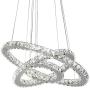 Maxax Crystal Chandelier LED Ceiling Fixtures Pendant Lighting Adjustable Stainless Steel 3 Rings LED Light Fixtures Hangin for Dining Room Living Room,Cool White(6500K)
