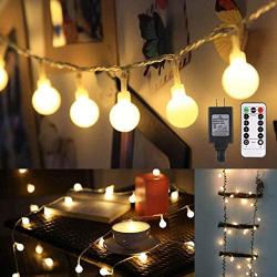 ALOVECO 44ft 100 LED Globe String Lights, 8 Dimmable Lighting Modes with Remote & Timer, UL Listed 29V Low Voltage Waterproof Decorative Lights for Bedroom, Patio, Garden, Party(Warm Color)