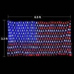 6.5ft3.3ft 420LED American Flag Net Lights String Light Waterproof for Christmas, Holiday, Independence Day, Memorial Day, Decoration, Garden, Yard, Indoor Outdoor