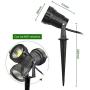 Outdoor Landscape LED Lighting 5W Waterproof Graden Lights COB Led Spotlights with Spiked Stand for Lawn Decorative Lamp US 3- Plug 6500K Daylight White Lights (2 Packs)