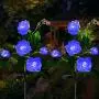 Fuzaws Solar Lights Outdoor Rose Flower, 2 Pack Solar Powered Garden Decorations with 10 Bigger Rose Flower, WaterproofLights for Garden Patio Yard Pathway Decoration Merry Christmas (Blue Rose)
