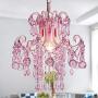 Q&S Mini Crystal Chandelier, Modern Pink Chandelier,Small Hanging Light Fixture for Princess Room,Dressing Room,Bathroom,Clothing Store,Salon,W11.8'',1 Light E26.