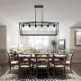 6 Light BONLICHT Farmhouse Kitchen Island Dining Room Chandelier,Matte Black Metal Rectangle Pendant Lighting Cage Ceiling Hanging Light Fixture for Bedroom Dining Room Kitchen Bar