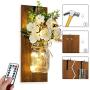 Mason Jar Wall Candlestick Lighting, Home Decoration, Living Room, Bathroom, Hanging Retro Wall Closet 6 Hours LED Lighting with Remote Control(2 Sets) (Large, Burn Color)