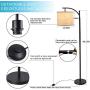 DLLT Led Floor Lamp,Modern Tall Floor Lamp Farmhouse Industrial Light 8W Classic-Arc with Hanging Floor Lamp Drum Shade,Reading Standing Lamp for Living Room,Bedroom,Office,Study Room,E26 Bulb-Warm