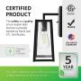 Sunco Lighting Cage Wall Sconce, Matte Black, Clear Glass Shade, Dusk-to-Dawn Photocell Sensor, Outdoor Lantern, Warm White Filament Bulb Included (E26 Base), Waterproof, Suitable for Porch