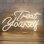 Treat Yourself Neon Lights Signs for Wall Decor, Night Lights for Backdrop, Bedroom, Beer Bar, Restaurant, Shops, Pub, Photo Prop, LED Tube Sign for Decoration Warm White 20x8.3 & 23.6x11.5Inches