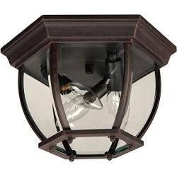 Craftmade Z433-RT Bent Glass Outdoor Flush Mount Ceiling Lighting, 3-Light 180 Watts (11''W x 7''H), Rust