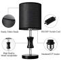 Small Bedside Table Lamp, Modern Fabric Shade Desk Lamp Nightstand for Bedroom Living Room End Table