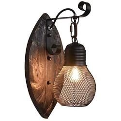 LOOZY Vintage Metal Cage Wall Sconce Industrial Wall Light Thickened Iron Lampshade, Exuding A Strong Sense of Retro Brass for Bedroom, Living Room, Reading, Kitchen, Laundry Room (Color : Gold)