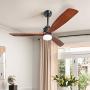 Sofucor 60'' Modern 3 Blades Ceiling Fan with Remote for Living Room Kitchen Bedroom with Remote without Light, Solid Mahogany and Matte Black…