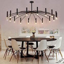 CNCEST Modern Black Metal Branch Chandelier 18 Lights Retro Metal Pendant Light Nordic Ceiling Lamp Fixtures for Dining Room Kitchen Living Room Bedroom