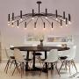 CNCEST Modern Black Metal Branch Chandelier 18 Lights Retro Metal Pendant Light Nordic Ceiling Lamp Fixtures for Dining Room Kitchen Living Room Bedroom