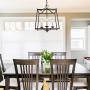 LALUZ 3-Light Lantern Chandelier Light Fixture in Black and Gold Finish, Modern Industrial Lantern Square Cage Pendant Light for Kitchen Island Foyer Entryway Bedroom