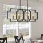 Emliviar 5-Light Island Lighting, Modern Kitchen Dining Room Light Fixtures, Black and Gold Finish, JE1981-5LP BK+G
