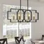 Emliviar 5-Light Island Lighting, Modern Kitchen Dining Room Light Fixtures, Black and Gold Finish, JE1981-5LP BK+G