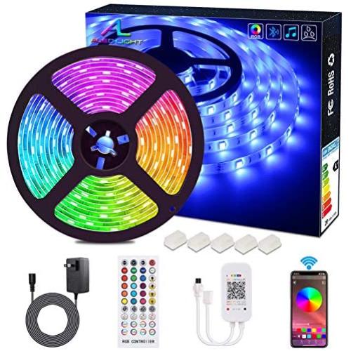 Bluetooth LED Strip Lights, ALED LIGHT 5050 16.4 ft/5 Meter 150 LED Stripes Lights Smart-Phone Controlled Waterproof RGB LED Band Light for Home&Outdoor Decoration