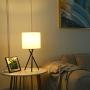 Modern Small Bedside Table Lamp - Black Desk Lamp for Living Room Bedroom with White Fabric Shade