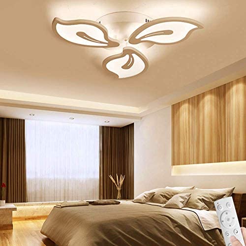 LAKIQ Modern LED Ceiling Light with Remote Flush Mount Multi Lights Acrylic Dimmable Close to Ceiling Chandelier Lighting Fixture for Living Room Bedroom Dining Room (3 Lights, Stepless Dimming)
