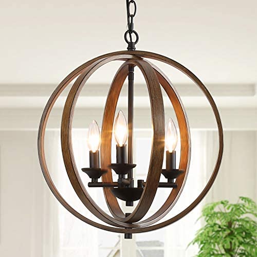 Chandeliers for Dining Room, Orb Light Fixtures Hanging for Kitchen Island, Modern Farmhouse Pendant Lighting for Foyer, 15.5”