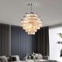 Maxax Shell Chandeliers Round 5-Light Chandelier with Natural White Capiz Seashells Pendant Lamp for Dining Room Living Room Bedroom Kitchen Island, Chrome Finish