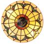 LITFAD Tiffany Stained Glass Style Flush Mount Ceiling Light Fixture in Yellow 10'' Wide 2 Lights Mission Inverted LED Ceiling Lamp for Bedroom, Kitchen Island, Corridor