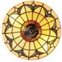 LITFAD Tiffany Stained Glass Style Flush Mount Ceiling Light Fixture in Yellow 10'' Wide 2 Lights Mission Inverted LED Ceiling Lamp for Bedroom, Kitchen Island, Corridor