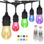 Svater Color Outdoor String Lights,2 Pack of 50FT with 15pcs E26 Base Shatterproof Bulbs,Remote Control RGB Patio Lights,IP65 Commercial Grade,ETL Approved