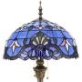 Tiffany Floor Lamp Standing Style W16H64 Inch Tall Blue Lavender Stained Glass Baroque Shade Reading Lighting 2E26 Antique Resin Base S003C WERFACTORY Lamps Bedroom Living Room Bookcase Lover Gifts