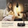 Industrial Table Lamp, Fully Dimmable Modern Nightstand Lamp with Dual USB Port, Glass Shade Table Lamps for Bedroom Living Room Office, 6W 2700K Dimmable LED Edison Bulb Included