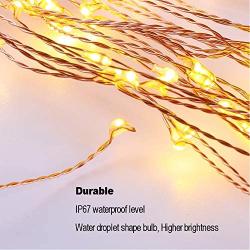 2 Pack Hanging Decor Lights,200 Led Battery Powered Fairy Lights, Fireworks Light with Remote, Waterproof Starburst Lights for Gardens Courtyards Christmas Festive Wedding Parties (2 Pack Warm White)