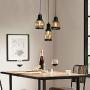 BRIVOLART Industrial 3-Light Pendant Light Black Finished Ceiling Wall Light Glass E26 Base Edison Island Light Chandelier(Exclude Bulbs)