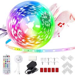 UMORNING LED Strip Lights, Smart Color Changing Rope Lights, 16.4ft SMD 5050 RGB Light Strips with Bluetooth APP Controlled, 40-Key Wireless Remote, Music Sync for Bedroom Home Decoration