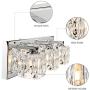 MOTINI Modern 3-Light Bathroom Vanity Light Fixture Over Mirror Chrome Finish Crystal Glass Shade with G9 Halogen Bulbs