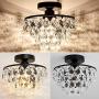 YYJLX Crystal Chandelier Lighting Mini SemI Flush Mount Ceiling Light Fixture for Hallway Bedroom Bathroom