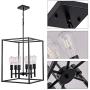 Black Classic Foyer Chandelier 6 Light Farmhouse Pendant Lighting Chandelier Light Fixtures Ceiling Hanging with Square Cage Shades Fixtures for Kitchen Dining Room Entryway by Xilicon