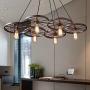 TFCFL 6-Light Wagon Wheel Chandelier, Farmhouse Retro Pendant Lighting with 6 Wheels for Cabin Kitchen Island Dining Room Bedroom and Foyer E27 Socket (Bronze)