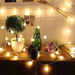 Globe String Lights,49ft 100 LED Plug in String Lights with 29V Low Voltage &Timer& Memory Function & 8 Modes Fairy Lights for Christmas Garden Patio Indoor Outdoor Bedroom,End-to-End,UL Certified