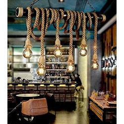 SUSUO Lighting Retro 6 Lamp Hemp Rope Chandelier Twisted Flaxen Rope Country Style Pendant Lights (#1)