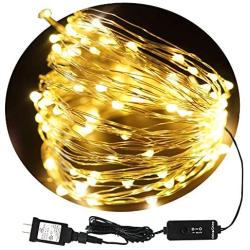 Bright Zeal 33 Ft 100 LED Warm White String Lights Plug in Fairy Lights with Timer - Silver Wire Fairy Lights Plug in String Lights for Valentines Day Decor- Fairy Lights Silver Wire Outdoor