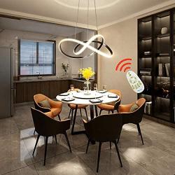 Ziplighting LED Modern Pendant Light with Remote Dimmable Pendant Lighting Stepless Dimming Chandelier Contemporary Adjustable Ceiling Fixture Light for Dining Living Room Kitchen Island