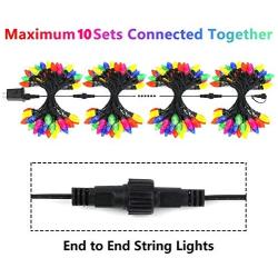 EXF Extendable 33FT 50LED C9 Christmas Lights String, LED Christmas Lights Plug in with 29V Safe Adaptor, Waterproof Decorative Lights Indoor/Outdoor for Christmas Tree Party Decoration (Multicolor)