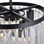 Cuaulans Modern Crystal Chandelier, Black Finish Semi Flush Mount Ceiling Light Fixture Pendant Lamp for Dining Room Bathroom Bedroom Livingroom