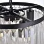 Cuaulans Modern Crystal Chandelier, Black Finish Semi Flush Mount Ceiling Light Fixture Pendant Lamp for Dining Room Bathroom Bedroom Livingroom