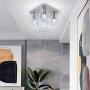 Qihang Mini Modern Crystal Chandelier Half Flush Mount Ceiling Light Fixture Contemporary Square Pendant Lamp for Bedroom Living Room Hallway Dining Room