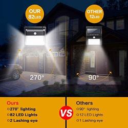 Solar Lights Outdoor, Upgraded 82 LED Security Lights 3 Modes Wireless Motion Sensor Light with 270° Wide Angle Solar Powered Lights Waterproof Wall Lights for Garden, Front Door, Pathway,Yard(2 Pack)