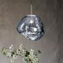 RUNNUP Modern Pendant Light Creative Single Light 12'' Hanging Lamp with Melt Glass Shade in Silver for Dining Rooms,Living Room